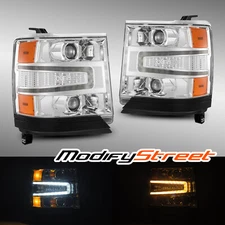 Fit 16-18 Chevrolet Silverado 1500 LUXX-Series LED Projector Headlights Chrome