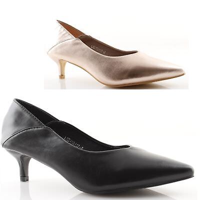 scarpe eleganti decolte donna tacco basso neri rame eco pelle comode | eBay