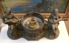 Vintage Art Deco  Minstrel Lamp  Couple Playing Concertina & Banjo Art Nouveau — photo 4