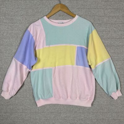 Blast Sz S Colorblock Sweatshirt Cottagecore Twee Fairy Grandma Pastel 90s Y2K