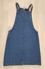 MATALAN size 8 blue DENIM PINAFORE DRESS mini CASUAL summer SHORT ladies