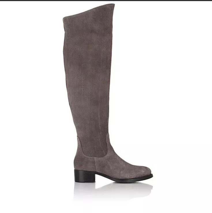 Barneys New York Women's Knee High Boots Suede Grey Size