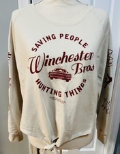 Supernatural Join The Hunt Womens Sweatshirt Tie Front Top Winchester Bros Lrg