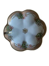 Antique Nippon Hand-Painted Porcelain Handled Nappy Dish with Gold Floral Motif — listing 6