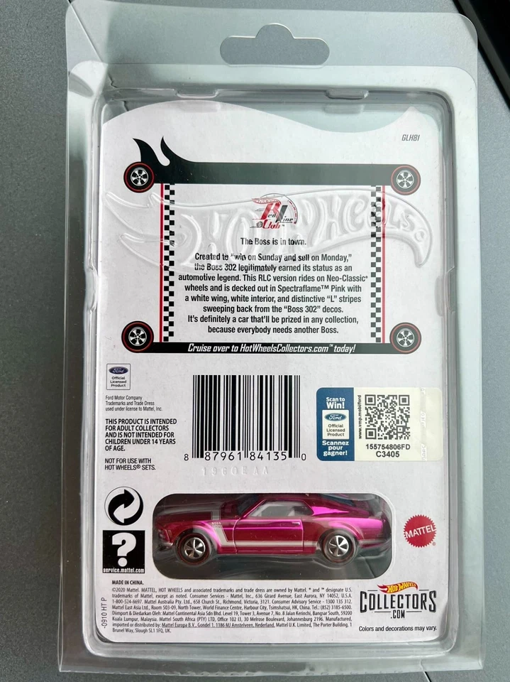 Hot Wheels 2020 RLC '70 Mustang Boss 302 - Pink Convention Car  GLH8I - Image 2 of 2