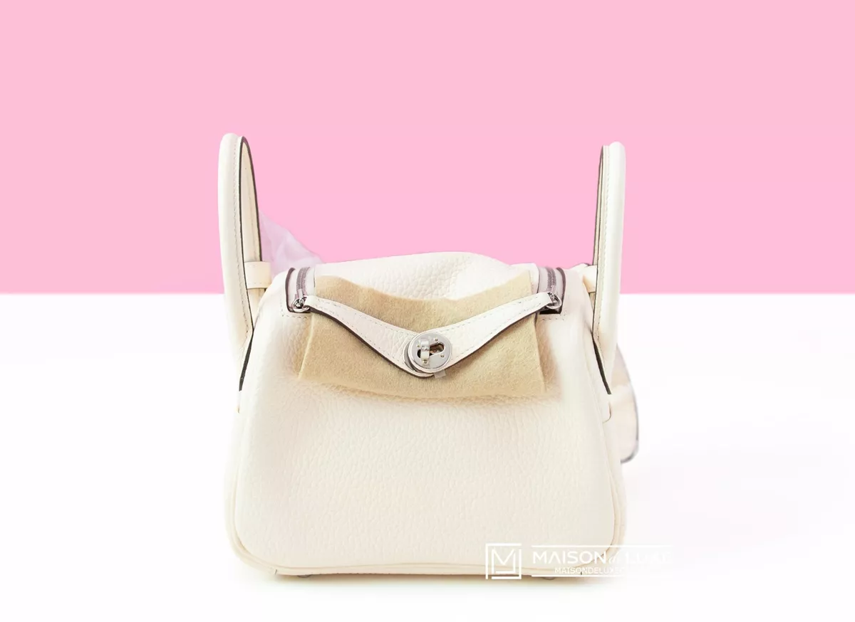 NEW HERMES NATA I2 OFF WHITE CREAM MINI LINDY BAG HANDBAG CLEMENCE KELLY  TOTE