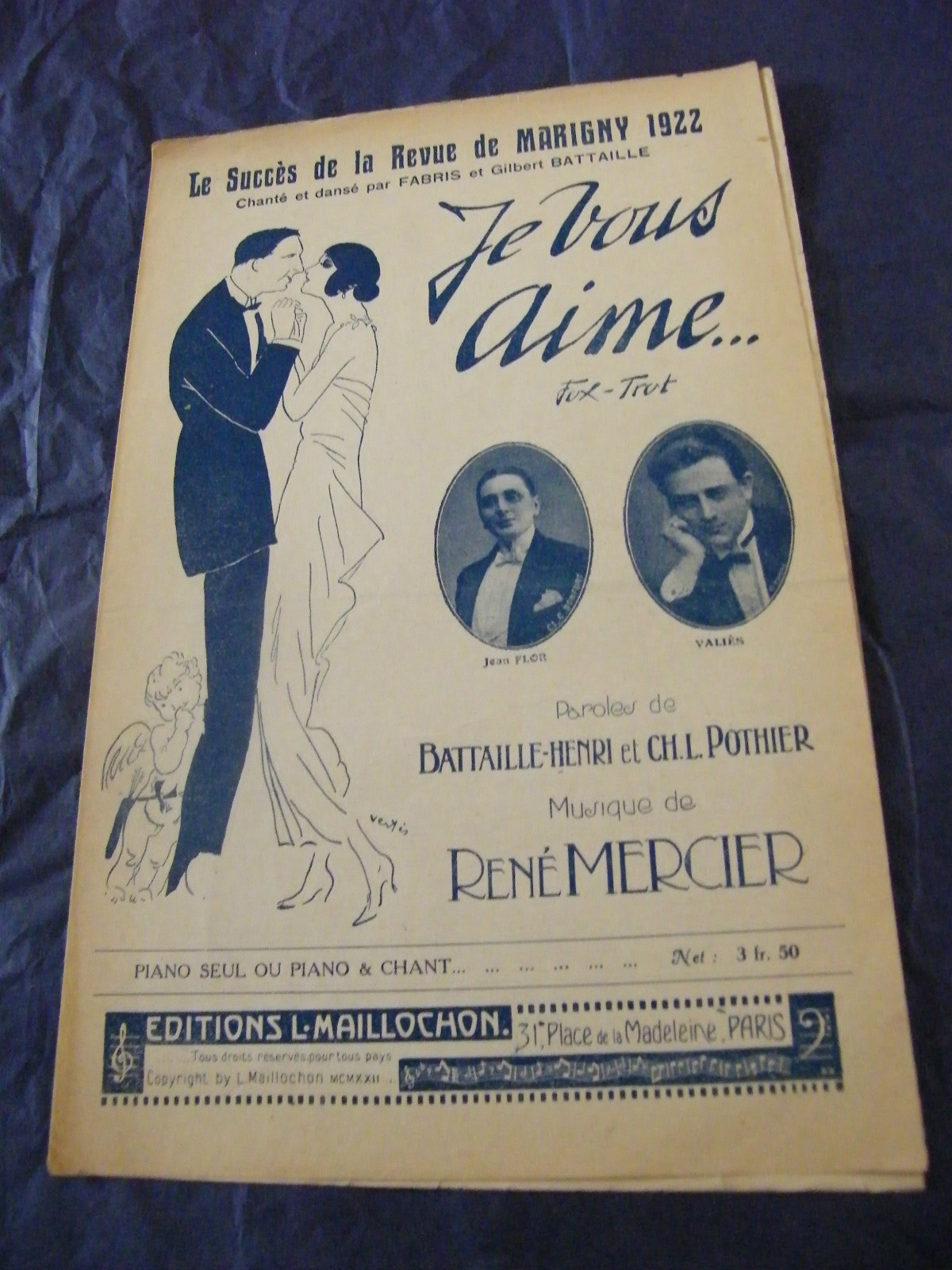 Partition I Love You Fabris Battaille 1922 Music Sheet