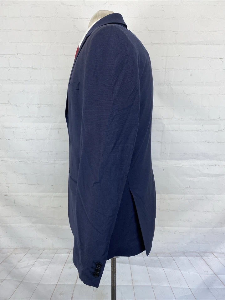 Blazer Kenneth Cole para hombre azul oscuro pata de gallo mezcla de lana 42R $495 Foto 4 de 4