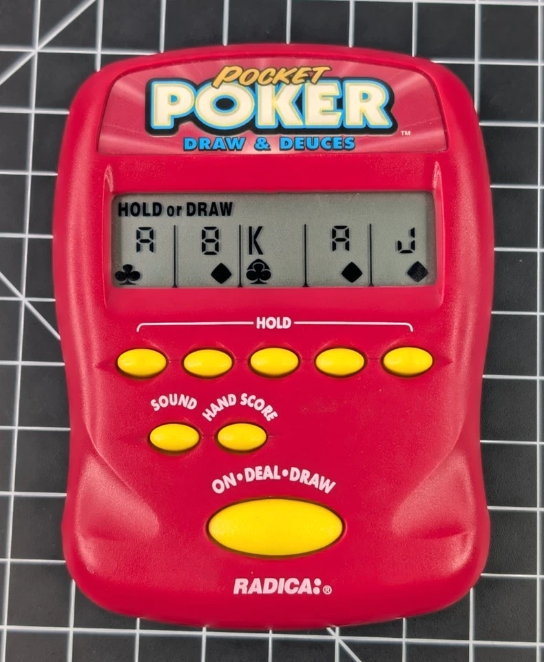 Radica Pocket Poker Draw and Deuces 1997 juego electrónico portátil probado funciona Foto 2 de 4