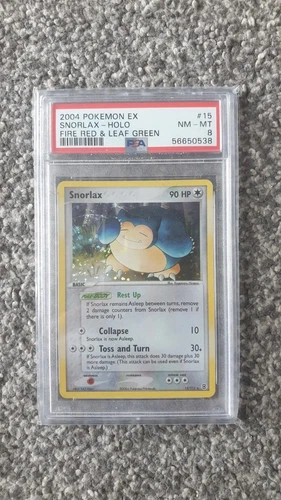 POKEMON CARD 2004 EX SNORLAX HOLO FIRE RED & LEAF GREEN #15 GRADED PSA 8