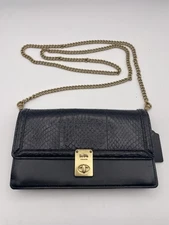 Coach Hutton Black Snakeskin Exotic Luxury Shoulder Bag Gold Great Condition Coa