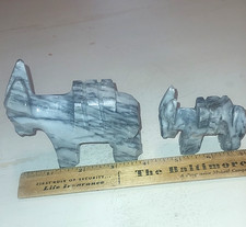 2 Vintage Hand Carved ONYX DONKEYS, Measures 2.50"x2.25" AND 3.75"x3.50"