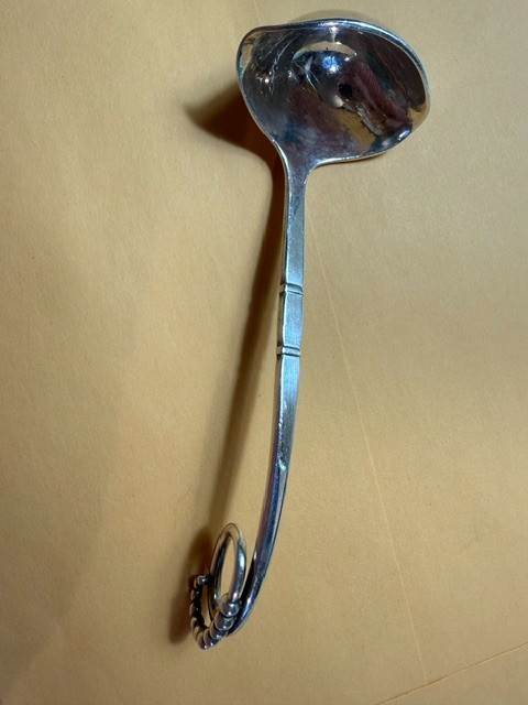 Antique Georg Jensen Sterling small Sauce Ladle with Curled Berry Detail