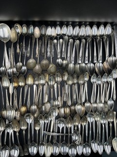Vintage Assorted Flatware Silver Plate Spoons Serving Utensils Lot Of 100 EL