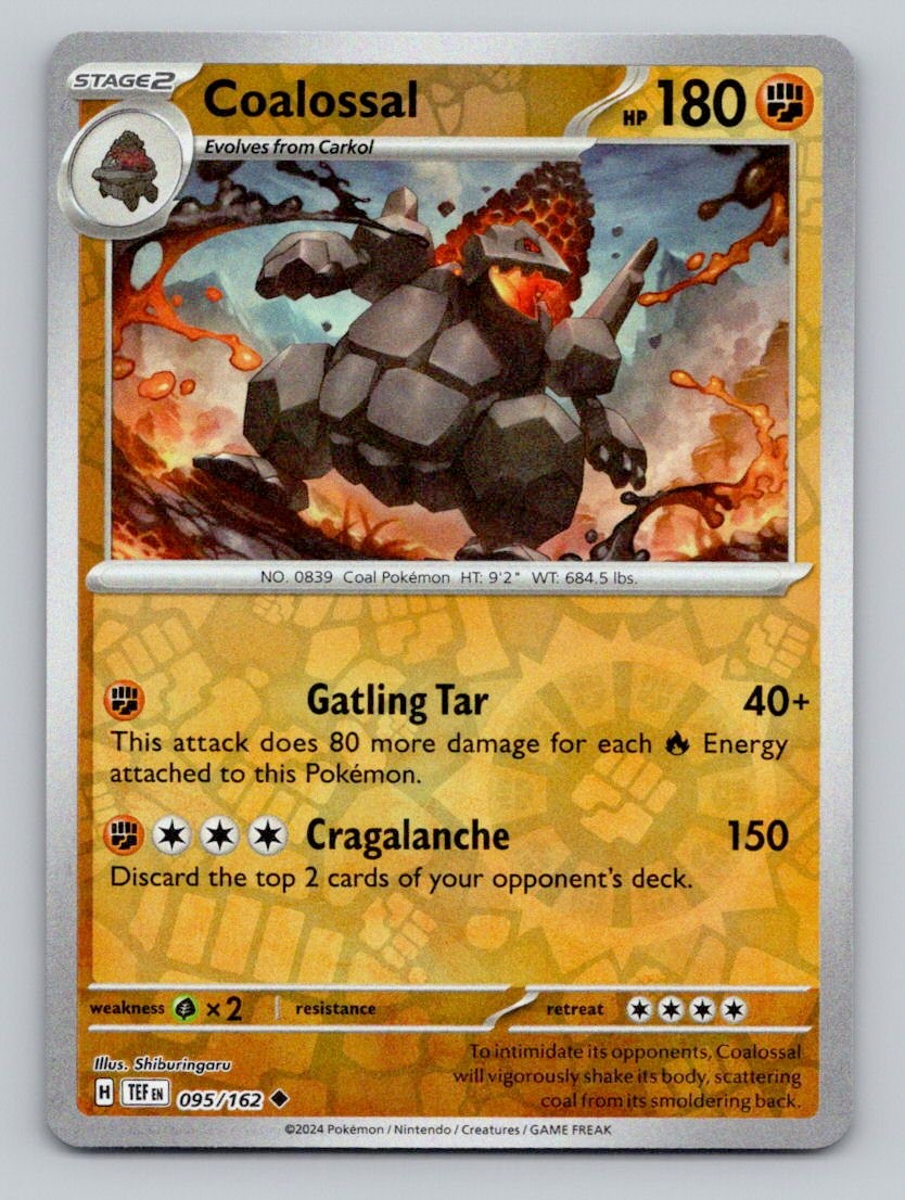 Coalossal 095/162 Uncommon Temporal Forces Pokemon Reverse Holo Near Mint