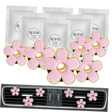 Cute Pink Car Accessories for Women Teens Girls 6pcs Boho Flowers 6-Pink Flower
