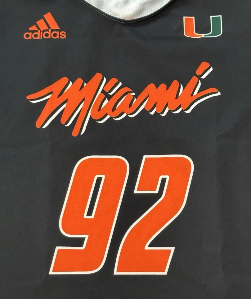 Camiseta deportiva Adidas University Of Miami Hurricanes juego de baloncesto XL estampado Zubaz Foto 3 de 4