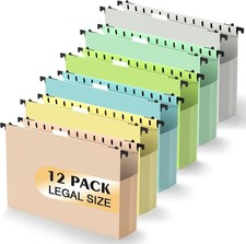 Extra Capacity Plastic Hanging File Folders,12 Pack Reinforced Expanding Hang