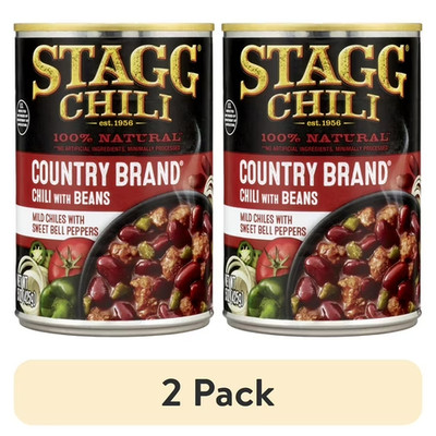 (2 pack) STAGG COUNTRY BRAND Chili with Beans, Canned Chili, Shelf-Stable, 15 oz