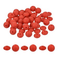 40Pcs Silicone Beads Bulk 12mm Round and Lentil Beads for DIY Red