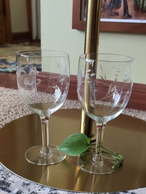 Princess House Heritage Wine Glass Pair Of Two, Clear Crystal Glass