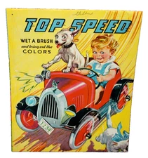 Vintage Wet A Brush "TOP SPEED" Painting Book Copyright 1944 by Saalfield Pub Co