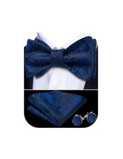 Bow Ties for Men Paisley Self Tie Bowtie Pocket Square Cufflinks Set Classic ...