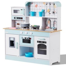 Realistic Wooden Play Kitchen Set For Kids With Accessories And Lights 34.9 X...