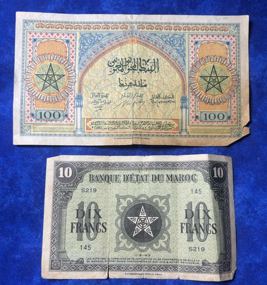 Morocco 1943 100 & 10 Francs - Image 2 of 2