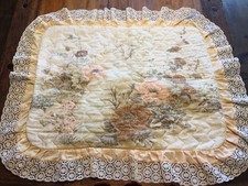 Vintage Quilted Pillow Sham,Peach Tan Colored,Lace Edge 19 x 25"