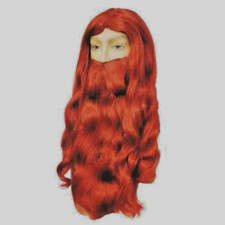 Lord of Rings Viking Long Auburn Hair w/ Mustache  Beard Wig Costume Cosplay
