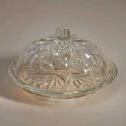 RARE Vintage Federal Glass Star Round Butter or Cheese Dish w/ Lid Starburst