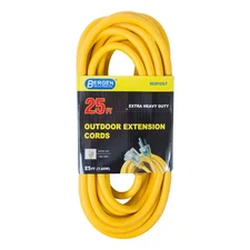 25 Ft. 12/3 SJTW 15 Amp/125-Volt Outdoor Single Receptacle Extension Cord, Yello