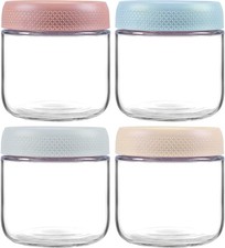 4 Pack Glass Clear Storage Canister with Airtight Lid, 12oz Overnight Oats