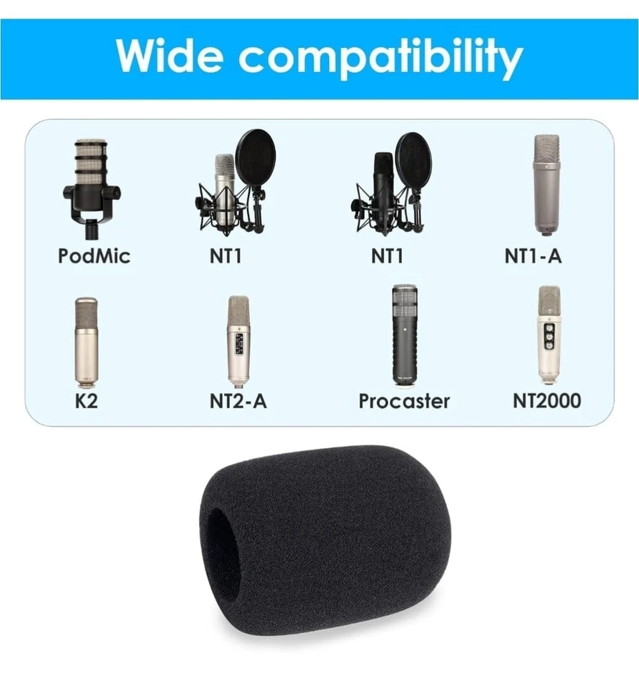 Filtro Pop de Micrófono - Cubierta de Parabrisas de Espuma de Micrófono para Rode NT1-A, NT2-A, NTK Foto 2 de 4