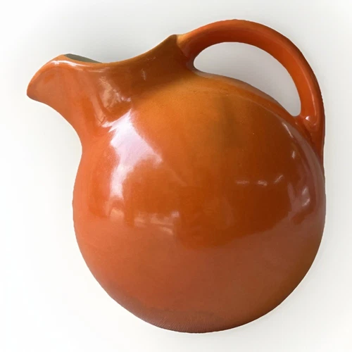Vintage Red Wing Gypsy Trail Rumrill Jug Ball Pitcher With Ice Lip - #547 Orange