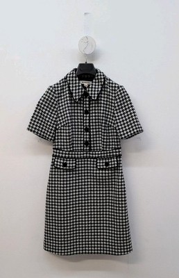 Boden Eda Wool Shift Women's Fully lined Shift Dress US 4R Black Dogstooth