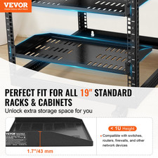 VEVOR 2PCS 1U Server Rack Shelf, 10"/254 mm Depth, 50 lbs Max Load Capacity Vent