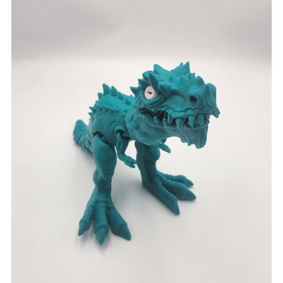 3D Printed Articulated T-Rex Green Movable Parts Dinosaur Jurassic Prehistoric