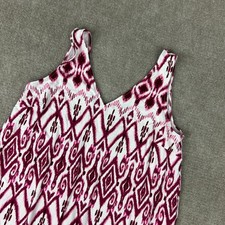 Loft Swing Summer Dress Womens Small Pink Rhubarb Ikat Print Stretch Cutout Back