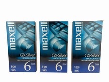 Maxell T120 Lot of 3 VHS Video Cassette GX Silver High Quality T-120 6 Hour NEW