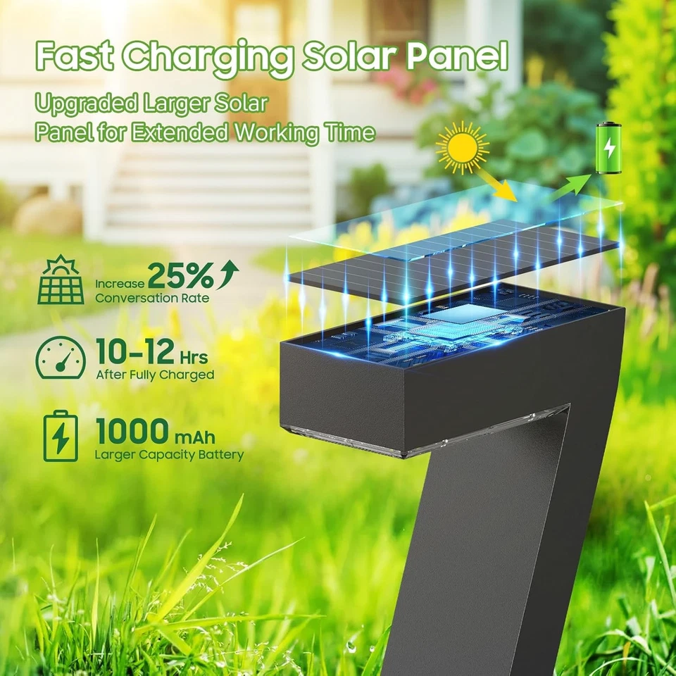 4 Pack Solar Garden Lights Outdoor Waterproof Landscape LED Lights Pathway Yard - Image 3 of 4