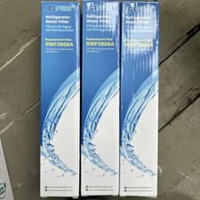 3 Pack Ice Pure RWF3600A Refrigerator Water Filters, READ