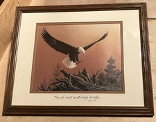 Vintage American Bald Eagle Print “FENSKE” Wood Frame