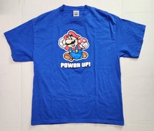 Vintage Y2K Super Mario Bros Power Up Blue T-Shirt Size Large