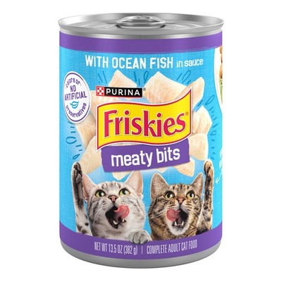 Purina Friskies Meaty Bits with Ocean Fish in Sauce 13.5 Ounce (Pack of 12)