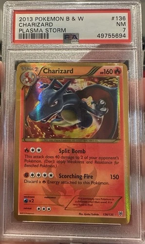 2013 POKEMON B&W PLASMA STORM #136 CHARIZARD PSA 7