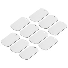 10Pcs Metal Blank Tags Stamping 1.77"x1.02" Silver Dog Tags DIY Engraving Tags