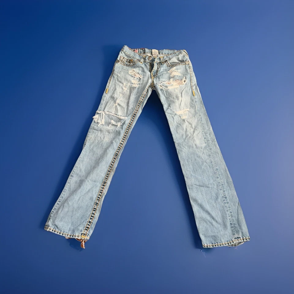 Vintage True Religion Brand Jeans Size 31 Bobby Super T Distressed World Tour - Image 2 of 4