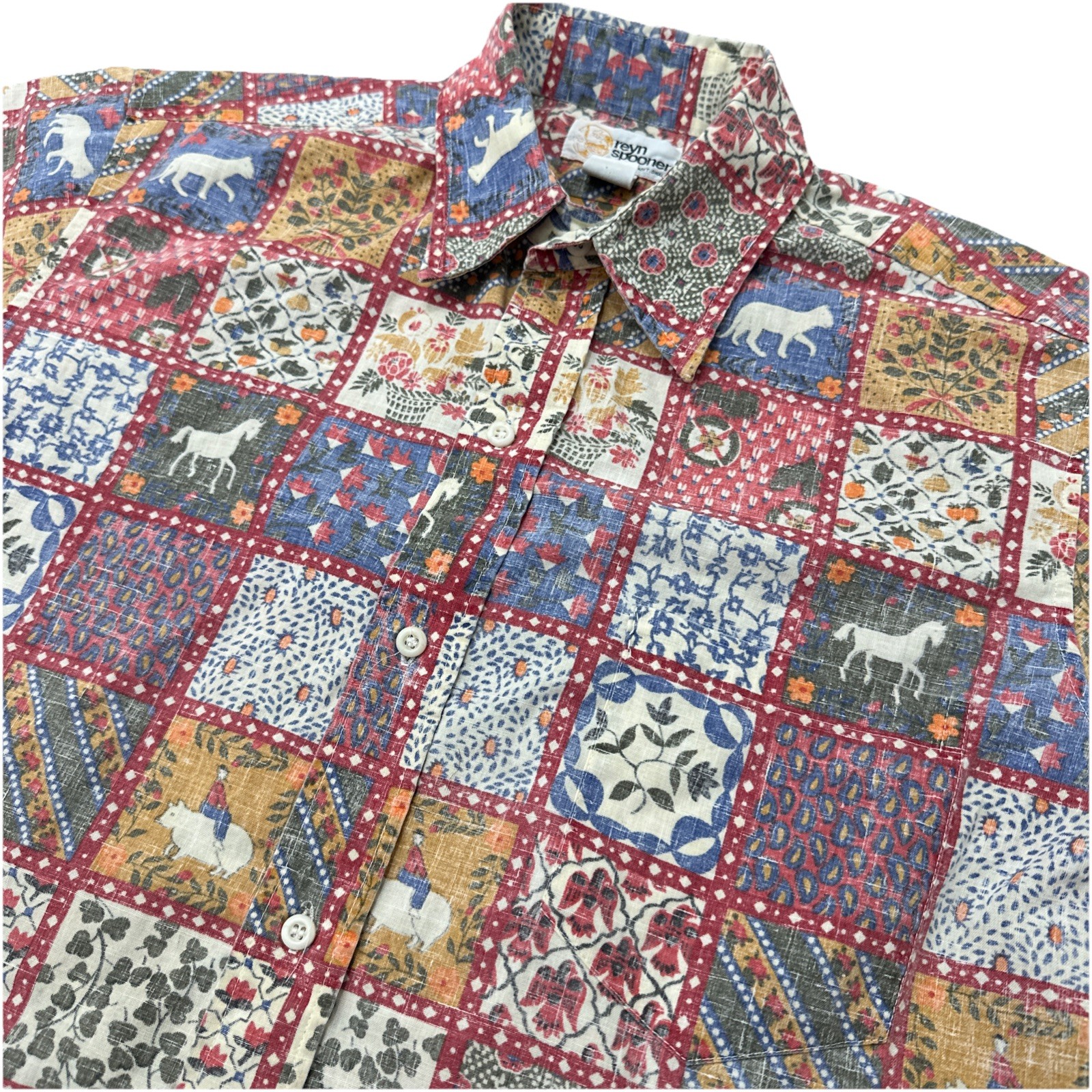 VTG Reyn Spooner Patchwork Quilt Reverse Print Al… - image 2